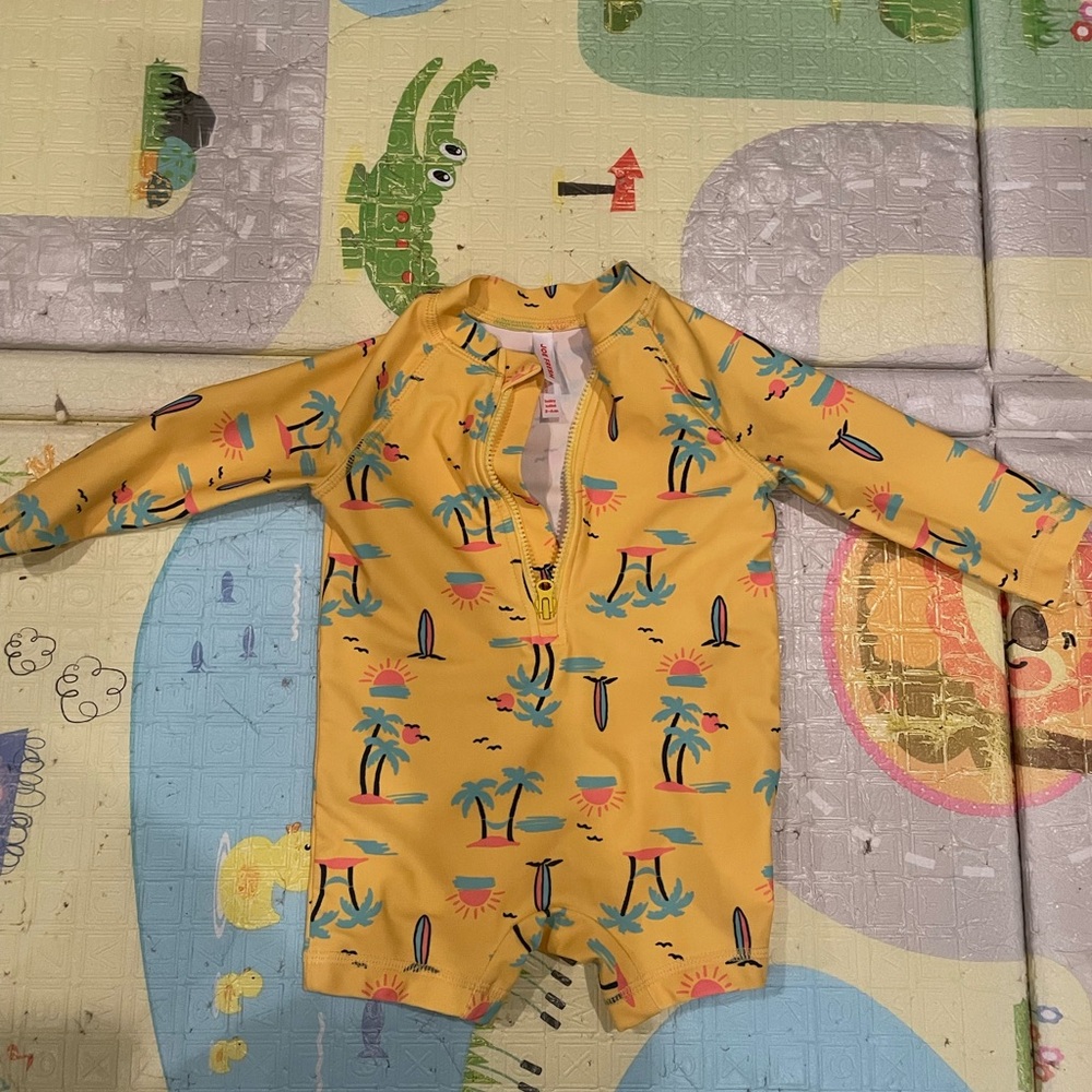 2/$10 Joe Fresh Yellow Baby Swimsuit with Fun Print